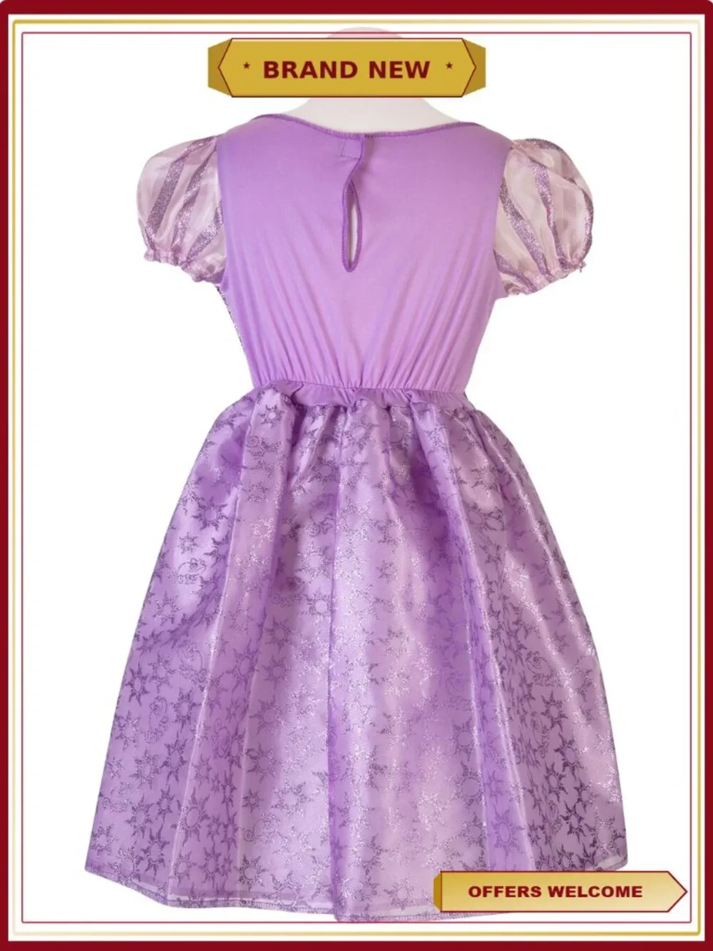 Disney Princess Rapunzel Glitter Bodice Costume Dress Pretend Play